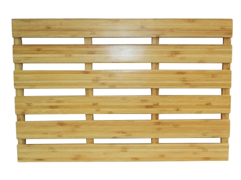 Rectangular bamboo bath mat
